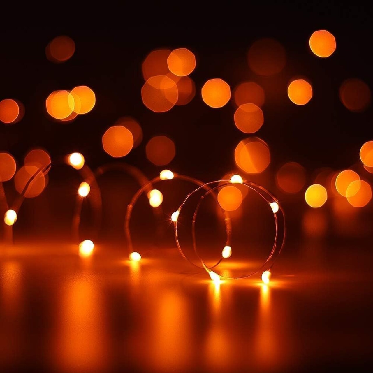 Orange String Lights – 16.4ft Battery Operated Fairy Lights with 50 Twinkle LEDs (Orange)